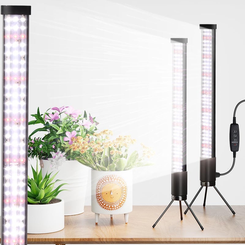 AWLYLNLL Store 2 Pack Grow Lights for Indoor Plant, 6000K T10 Vertical Standing LED Full Spectrum Plant Lights for Indoor Growing, 5-Level Dimmable, Auto On Off Timing 4/8/12/18Hrs,18.9‘’ Height - Image 1
